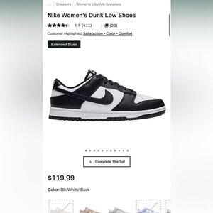 Size 8 Black and White Nike Women's Dunk Low Shoes